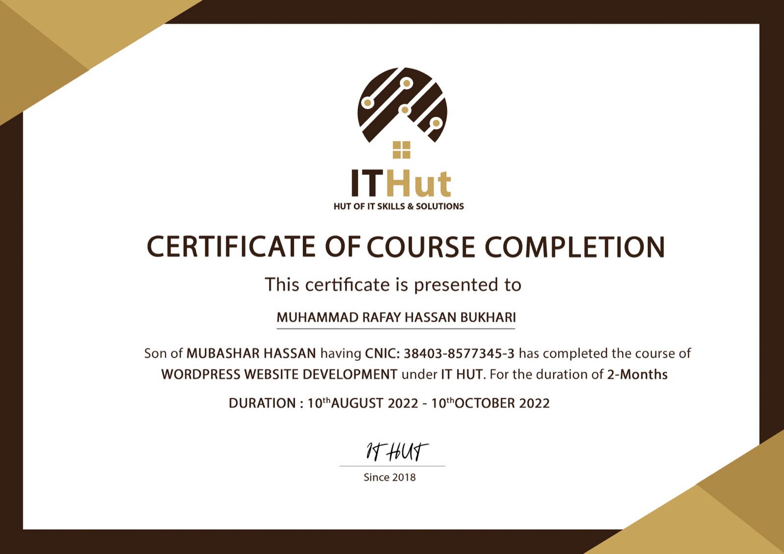 WordPress Website Development Certificate — IT Hut